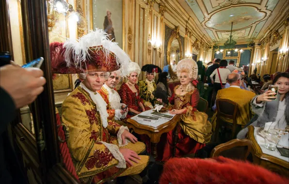 Picture Italy, costume, Venice, carnival, cafe Florian