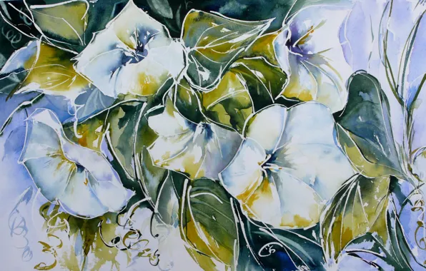 Flowers, style, picture, watercolor