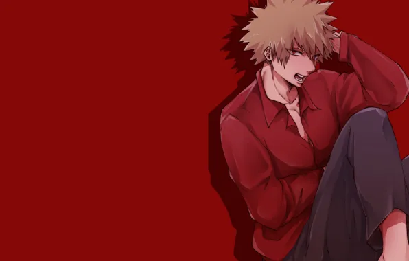 Background, costume, guy, blonde, red, My Hero Academia, Boku No Hero Academy, My Hero Academy