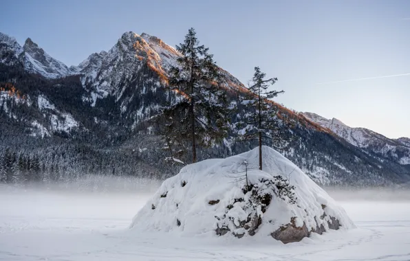 Winter, the sky, snow, landscape, mountains