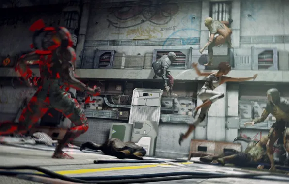 People, jump, creatures, battle, Remember Me, infected