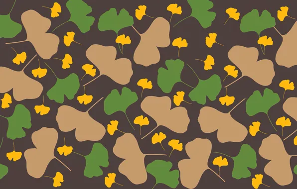 Leaves, background, pattern, texture, yellow, green, brown, ornament