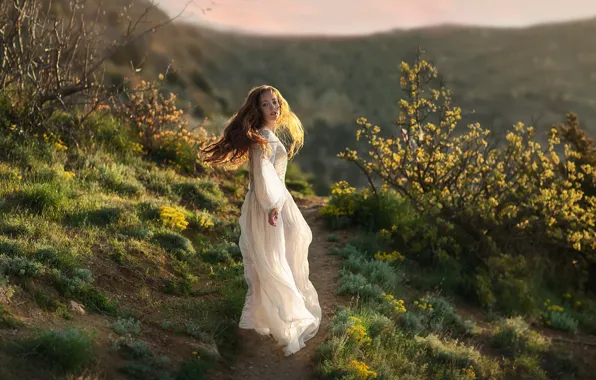 Girl, hair, dress, Anastasia Barmina