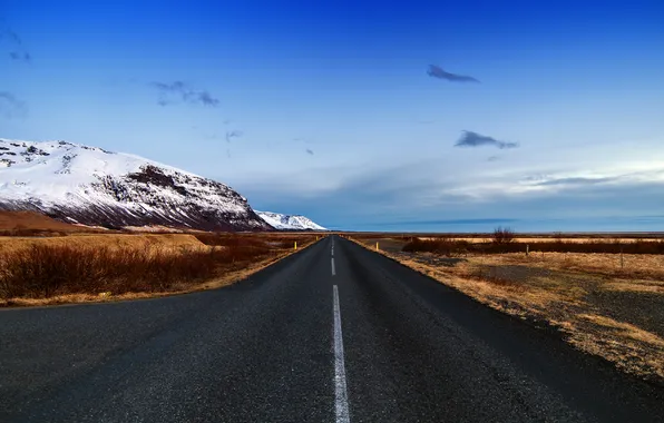 Road, mountains, nature, Iceland