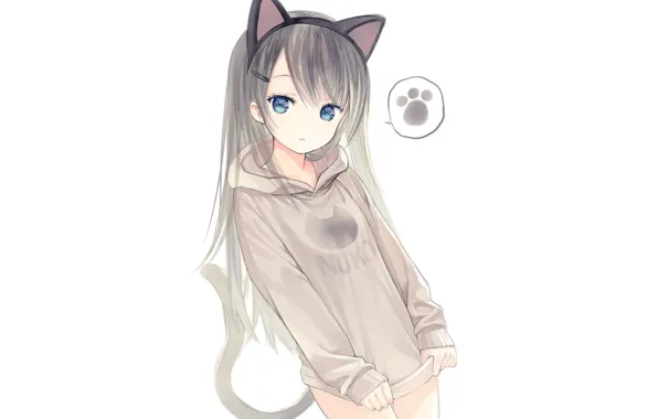 Girl, white background, Anime