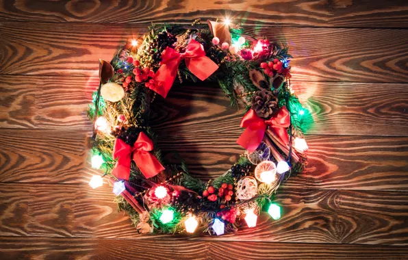 Picture decoration, lights, lights, New Year, Christmas, garland, happy, Christmas