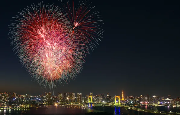 Picture salute, Japan, Tokyo, Tokyo, Japan, fireworks, Odaiba