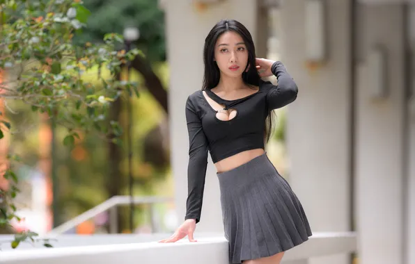 Long hair, model, women, asian, dark hair