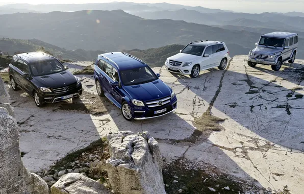 Picture mountains, rock, Mercedes-Benz, jeep, SUV, crossover, GLK-class, G-class