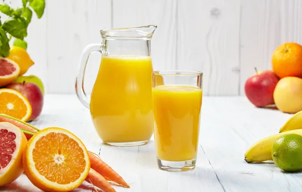 Juice, citrus, drink, fruit, vegetables, carrots