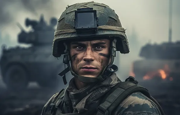 Look, Soldiers, Male, Digital art, Equipment, Helmet, AI art, The Art of Artificial Intelligence