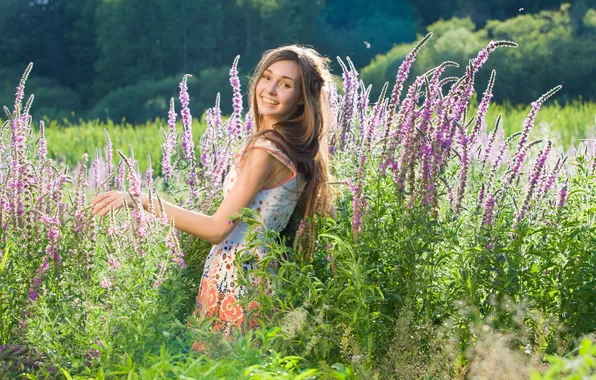 Picture look, girl, flowers, nature, smile, Ukraine