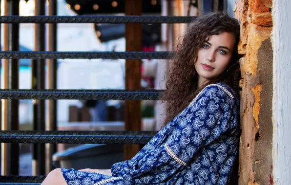 Look, girl, face, dress, curls