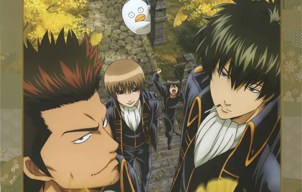 Leaves, cigarette, ladder, gintama, Gintama, okita sougo, elizabeth, hijikata toushirou