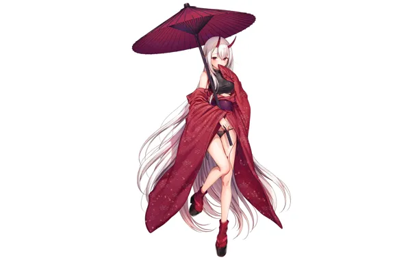 Girl, umbrella, the demon, art, komeshiro kasu