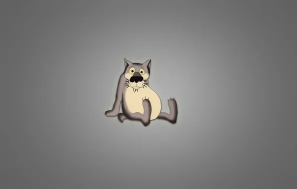Picture wolf, grey background, sitting, there once was a dog, paunchy