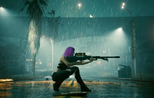 Background, the game, sniper, cyberpunk, CD Projekt RED, Cyberpunk 2077