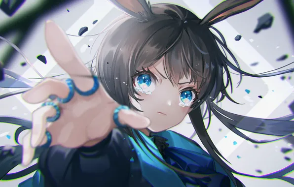 Look, girl, hand, tears, Arknights, Amiya, tears in the eyes