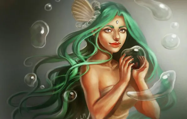 Picture girl, smile, bubbles, hair