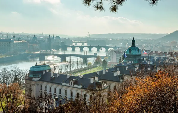 Picture the city, river, view, building, Prague, Czech Republic, panorama, architecture
