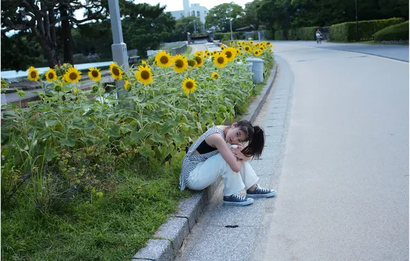 Beautiful, Asian, Model, Flower, Woman, Road, Cute, Pretty