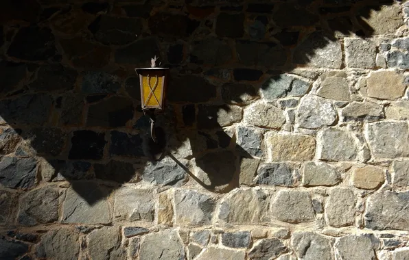 Light, wall, widescreen, Wallpaper, stone, shadow, masonry, lantern