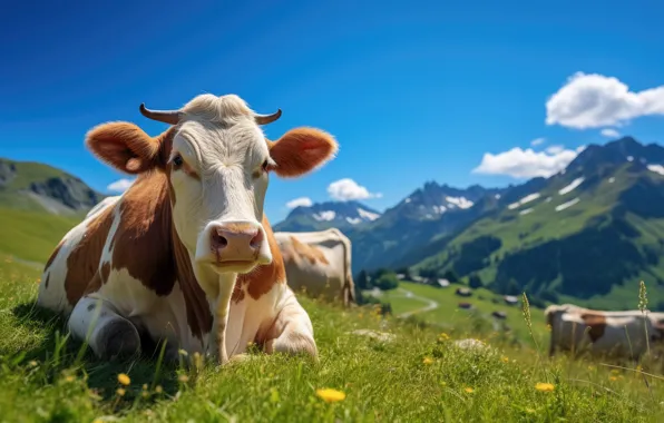 Face, nature, cow, cows, AI art, neural network
