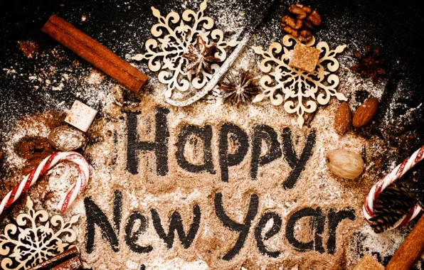 Picture decoration, New Year, Christmas, sugar, nuts, cinnamon, happy, Christmas