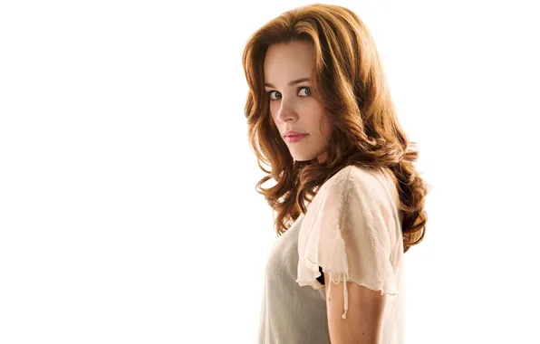 Look, portrait, actress, white background, brown hair, beauty, Rachel McAdams, Rachel McAdams