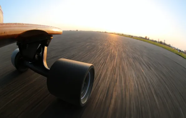 Speed, skateboard, extreme perspective