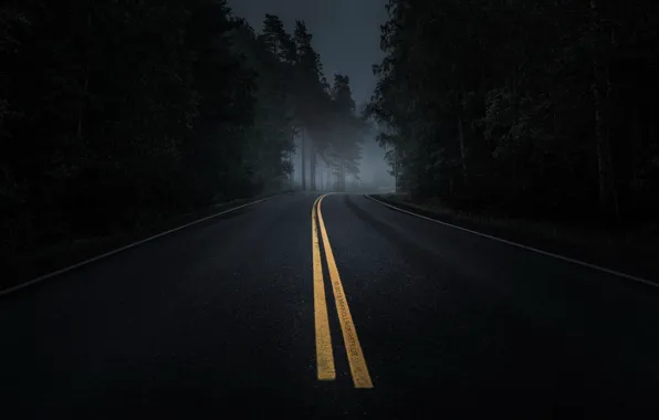 Picture road, landscape, night