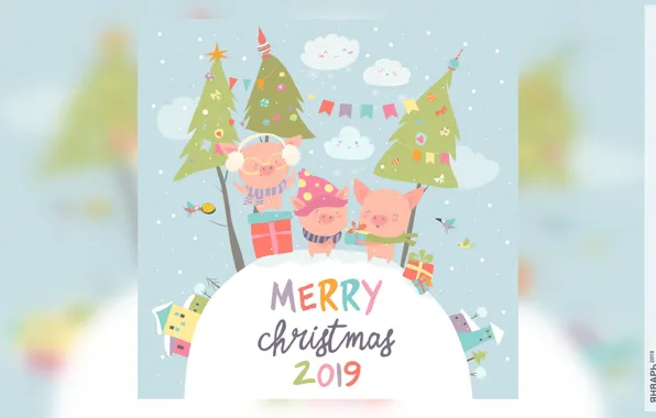 House, tree, calendar, pig, 2019