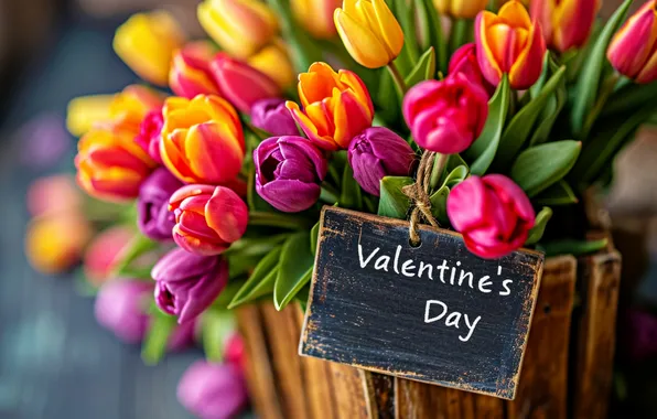 Love, flowers, romance, bouquet, colorful, tulips, love, Valentine's day