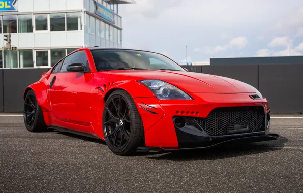 Nissan, Red, Nissan 350Z, Coupe, 350Z, Track, Pandem