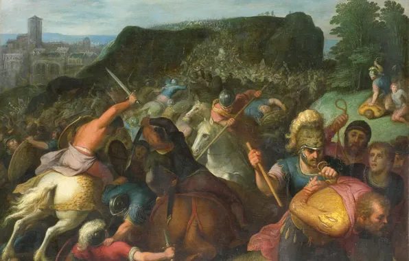 Trees, oil, picture, battle, Otto van Veen, The capture of Valentinus