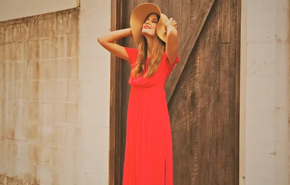 Picture girl, hat, dress, blonde