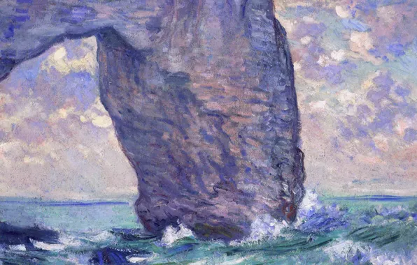 Sea, rock, picture, arch, Claude Monet, Manport. Bottom View