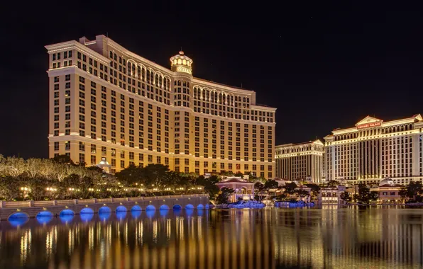 Night, lights, lighting, Las Vegas, USA, USA, the hotel, Nevada