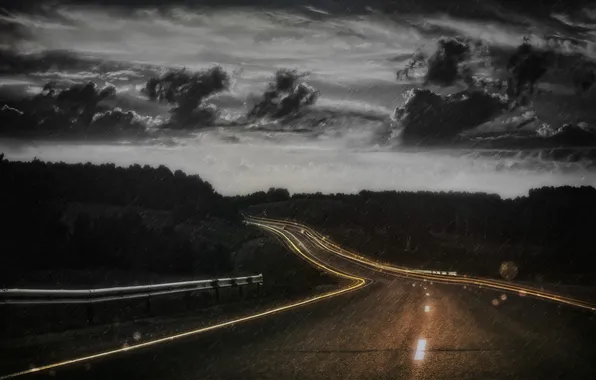 Picture road, night, background, highway