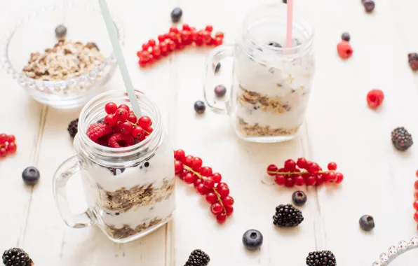 Berries, dessert, currants, BlackBerry, blueberries