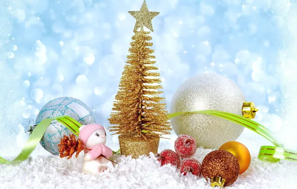 Balls, toys, tree, Christmas, New year, Christmas