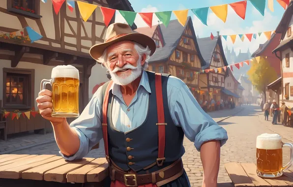 Home, Germany, Smile, Street, People, Mug, Beer, Male