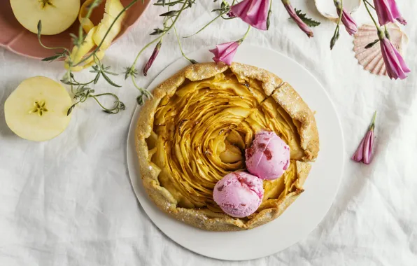Pie, ice cream, dessert