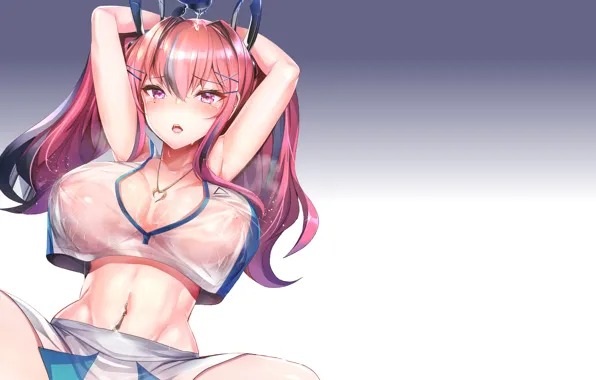 Wet, pink hair, nipples, boobs, anime, tennis, big boobs, oppai