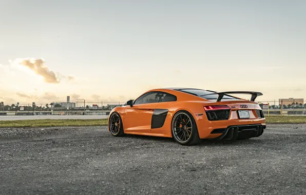 Audi, Orange, Audi R8, Rear