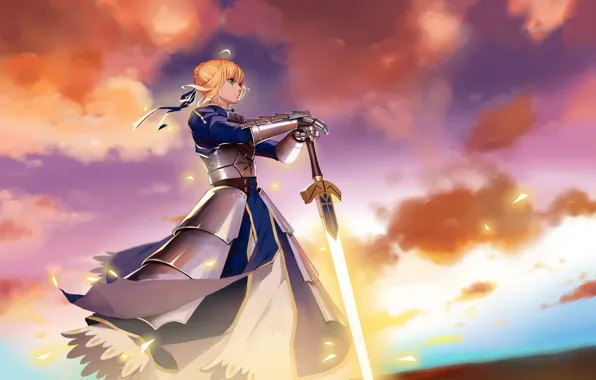 Anime, art, character, the saber, Fate Grand Order