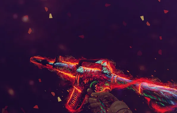 Fragments, flame, paint, workshop, cs go, custom paint job, m4a1-s, hyper beast