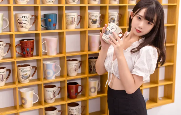 Picture look, pose, blouse, mugs, Asian, cutie, skirt