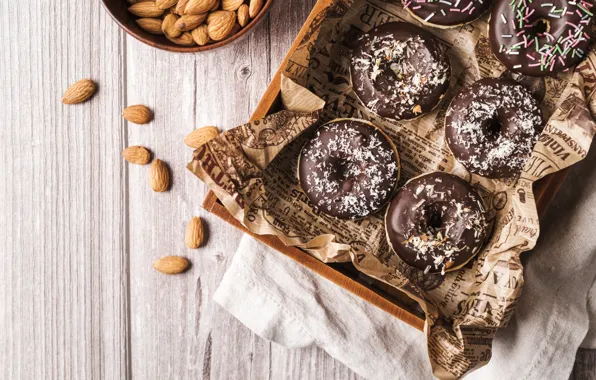 Picture chocolate, glaze, doughnuts with vanilla cream