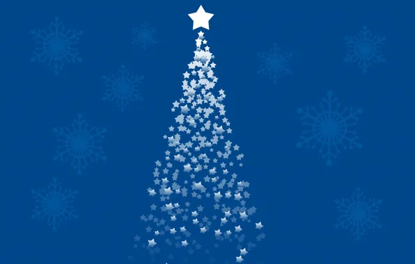 Picture snow, snowflakes, holiday, Wallpaper, star, tree, new year, Christmas
